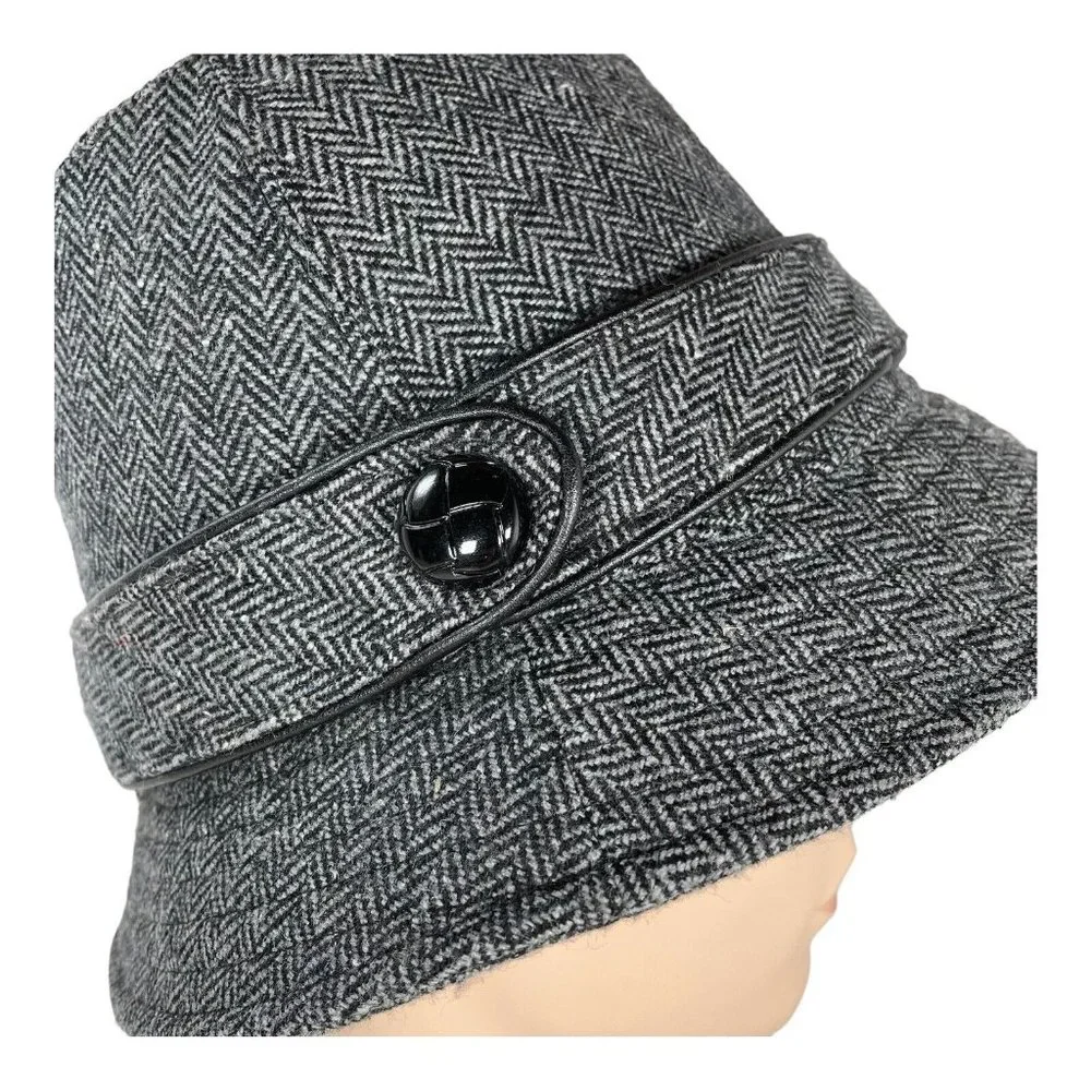 NWT San Diego Hat Company Women’s Hat Black Gray Herringbone OS